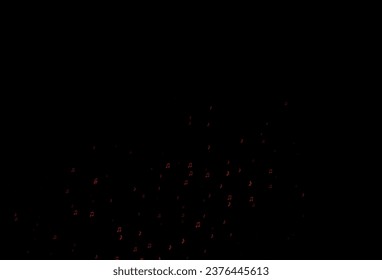 Textura vectorial de color amarillo oscuro y naranja con notas musicales. Ilustración abstracta con coloridos símbolos de la melodía. Patrón de los folletos del festival.