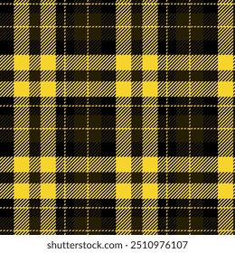 Dark yellow plaid seamless pattern vector. Background graphic tartan fashion design use for print, texture, cloth, fabric, flannel.	