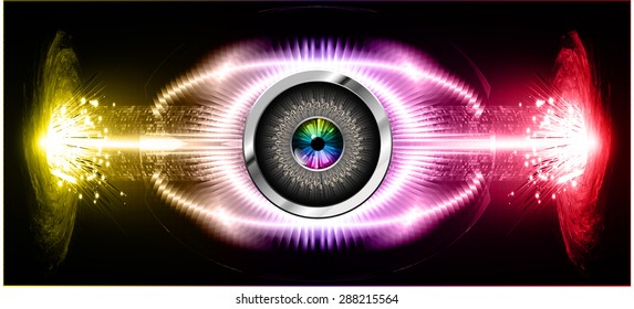 Dark yellow purple red silver Abstract light lamps background for Technology computer graphic website internet business. Vector illustration.Spot Effect. neon, Spotlights. eye. eyeball. bright. grow