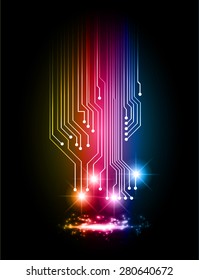 dark yellow red blue color Light Abstract Technology background for computer graphic website internet and business. circuit. vector illustration. star. spark.