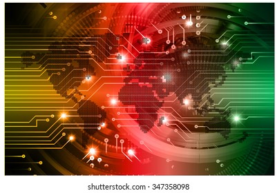 Dark yellow red green Light Abstract Technology background for computer graphic website internet business.circuit.vector illustration.infographics. motion move.neon. pixel, Padlock, World Map, Global