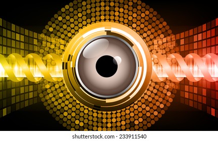 Dark yellow red Light Abstract Technology background for computer graphic website internet. circuit. eyes