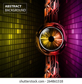 dark yellow red purple color Light Abstract Technology background for computer graphic website internet and business. circuit. Pixel, mosaic, table. orange eye
