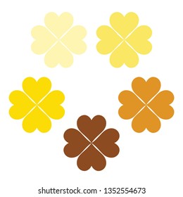 A dark yellow set of clover leaves, a symbol of luck, poker symbol icon