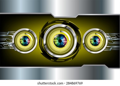 Dark yellow silver color Light Abstract Technology background for computer graphic website internet and business. circuit. vector illustration. info graphics. eye eyeball.