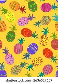 dark yellow tropical seamless pineapple pattern abstract summer background bright exotic fruit design decorative vibrant art textile print