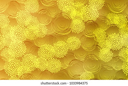 Dark Yellow vector abstract doodle wallpaper. Sketchy doodles with flowers on blurred background. The textured pattern can be used for website.