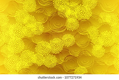 Dark Yellow vector abstract doodle pattern. Doodle illustration of flowers in Origami style with gradient. The pattern can be used for wallpapers and coloring books.
