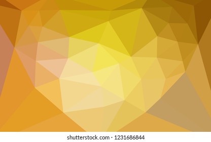 Dark Yellow vector abstract mosaic backdrop with a heart in a centre. Shining colorful illustration with triangles. Completely new template for your banner.