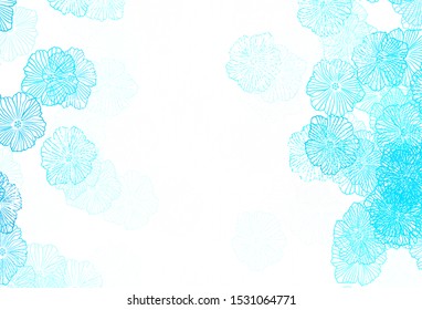 Dark Yellow vector abstract pattern with leaves. Sketchy doodle flowers on white background. New template for your design.