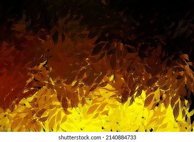 Dark Yellow vector abstract pattern with leaves. Blurred decorative design in Indian style with leaves. Elegant pattern for your brand book.