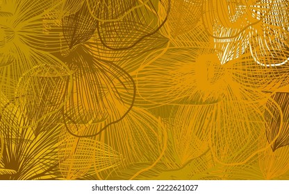 Dark Yellow vector abstract pattern with flowers. Abstract illustration with flowers in doodles style. A new texture for your wallpaper design.