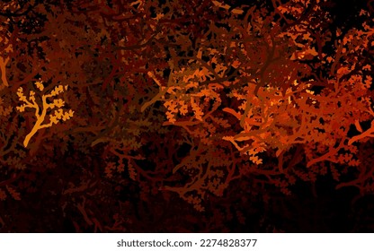 Dark Yellow vector abstract pattern with trees, branches. New colorful illustration in doodle style with trees. Hand painted design for web, leaflets.