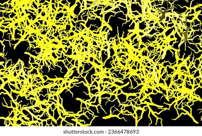 Dark Yellow vector abstract pattern with leaves, branches. Illustration with doodles on abstract template. Hand painted design for web, wrapping.