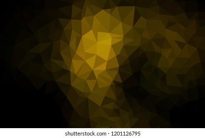 Dark Yellow vector abstract polygonal background. Shining polygonal illustration, which consist of triangles. Triangular pattern for your design.