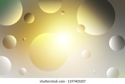 Dark Yellow vector backdrop with dots. Blurred bubbles on abstract background with colorful gradient. Pattern can be used as texture of wallpapers.