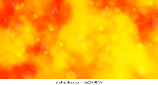 Dark Yellow vector backdrop with dots. Abstract decorative design in gradient style with bubbles. Pattern for websites.