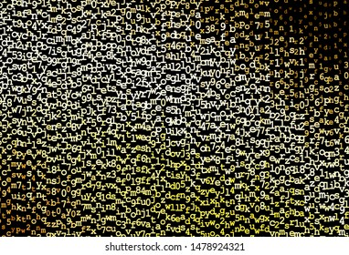 Dark Yellow vector backdrop with english symbols. Shining colorful illustration with isolated letters. Pattern for ads, poster, banner of books.
