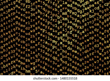 Dark Yellow vector backdrop with english symbols. Shining colorful illustration with isolated letters. Pattern for school, grammar websites.