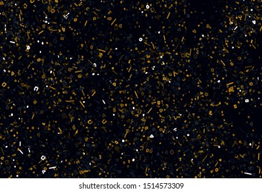 Dark Yellow vector backdrop with memphis shapes. Colorful chaotic forms with gradient in modern style. Elegant design for wallpapers.