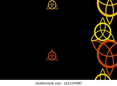 Dark Yellow vector backdrop with mystery symbols. Colorful mystic symbols with a gradient in ancient style. Background for esoteric, mystic designs.