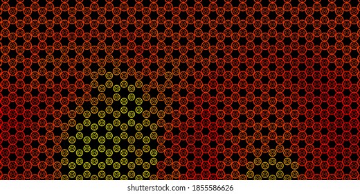 Fondo vector amarillo oscuro con símbolos misteriosos. Símbolos místicos coloridos con un gradiente de estilo antiguo. Una base sencilla para su diseño oculto.