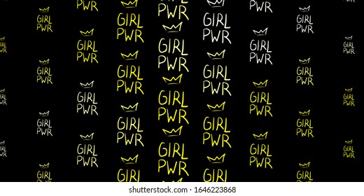 Dark Yellow vector backdrop with woman's power symbols. Abstract illustration with a depiction of women's power. Design for International Women’s Day.