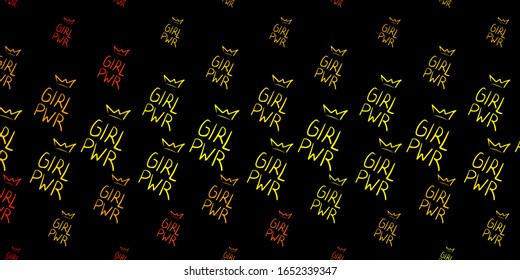 Dark Yellow vector backdrop with woman's power symbols. Simple design in abstract style with women’s rights activism. Best design to show the power of women.