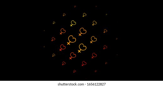 Dark Yellow vector backdrop with woman's power symbols. Colorful feminism symbols with a gradient in modern style. Simple design for your web site.