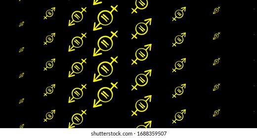 Dark Yellow vector backdrop with woman's power symbols. Abstract illustration with a depiction of women's power. Simple design for your web site.