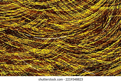 Dark Yellow vector backdrop with wry lines. A sample with colorful lines, shapes. Business design for posters, banners.