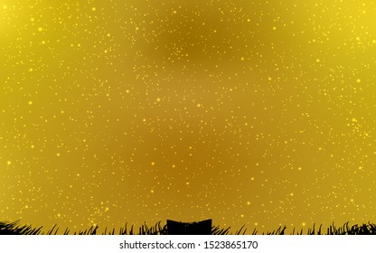 Dark Yellow vector background with astronomical stars. Shining colored illustration with bright astronomical stars. Pattern for astronomy websites.