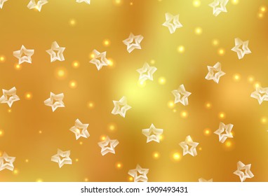 Dark Yellow vector background with colored stars. Shining colored illustration with stars. Pattern for astronomy websites.