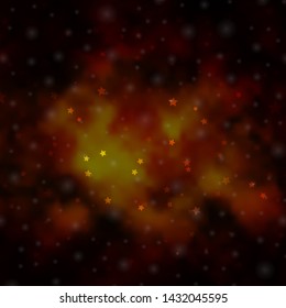 Dark Yellow vector background with colorful stars. Blur decorative design in simple style with stars. Theme for cell phones.