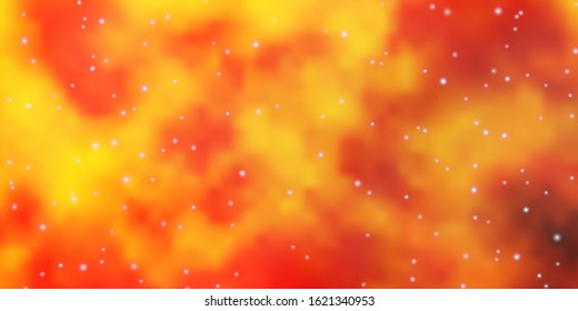Dark Yellow vector background with colorful stars. Shining colorful illustration with small and big stars. Pattern for websites, landing pages.