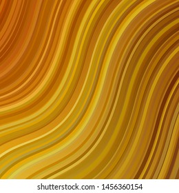 Dark Yellow vector background with curved lines. Illustration in halftone style with gradient curves. Best design for your ad, poster, banner.