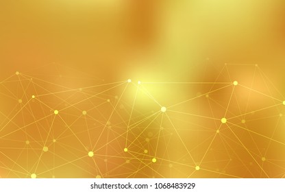 Dark Yellow vector background with dots and lines. Colorful illustration with circles and lines in futuristic style. Pattern can be used for ads, leaflets.