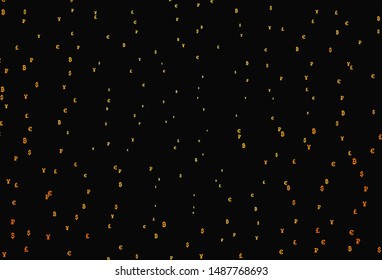 Dark Yellow vector background with financial symbols. Modern abstract illustration with symbols of digital money. Pattern for trader ads, booklets, leaflets.