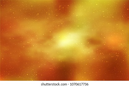 Dark Yellow vector background with galaxy stars. Glitter abstract illustration with colorful cosmic stars. Pattern for futuristic ad, booklets.