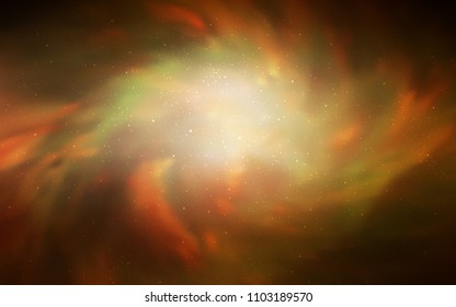 Dark Yellow vector background with galaxy stars. Shining illustration with sky stars on abstract template. Pattern for astronomy websites.