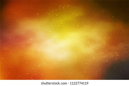 Dark Yellow vector background with galaxy stars. Shining colored illustration with bright astronomical stars. Pattern for astrology websites.