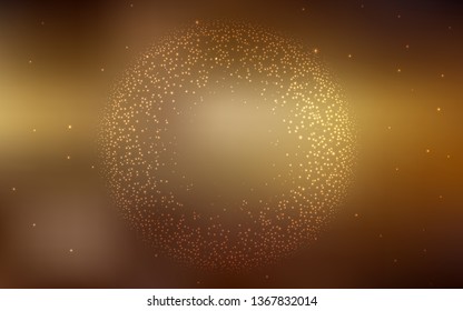 Dark Yellow vector background with galaxy stars. Shining illustration with sky stars on abstract template. Pattern for futuristic ad, booklets.