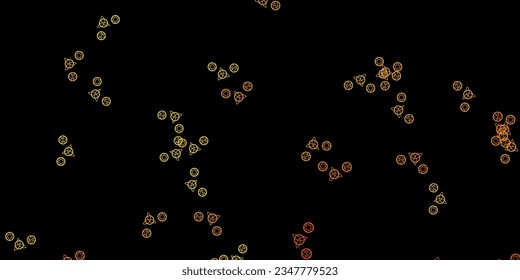 Dark Yellow vector background with occult symbols. Retro design in abstract style with witchcraft forms. Design for magic, spiritual events.