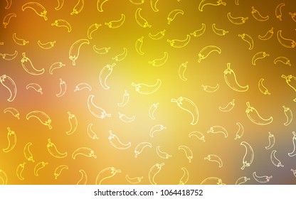 Dark Yellow vector background with spicy peppers. Glitter abstract sketch with hot peppers. Pattern for ads of breakfast, lunch, dinner.