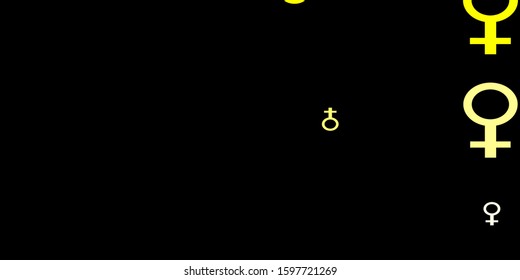 Dark Yellow vector background with woman symbols. Abstract illustration with a depiction of women's power. Background for International Women’s Day.