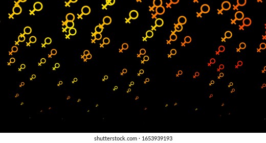 Dark Yellow vector background with woman symbols. Abstract illustration with a depiction of women's power. Best design to show the power of women.