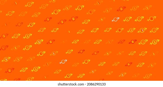 Dark Yellow vector background with woman symbols. Abstract illustration with a depiction of women power. Background for International Women Day.