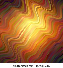 Dark Yellow vector background with wry lines. Brand new colorful illustration with bent lines. Template for cellphones.