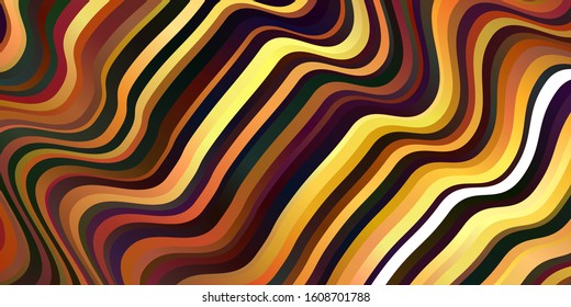 Dark Yellow vector background with wry lines. Brand new colorful illustration with bent lines. Template for cellphones.