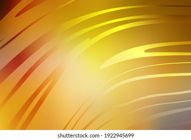 Dark Yellow vector background with wry lines. Smart illustration in abstract style with gradient lines.  Brand new design for your ad.